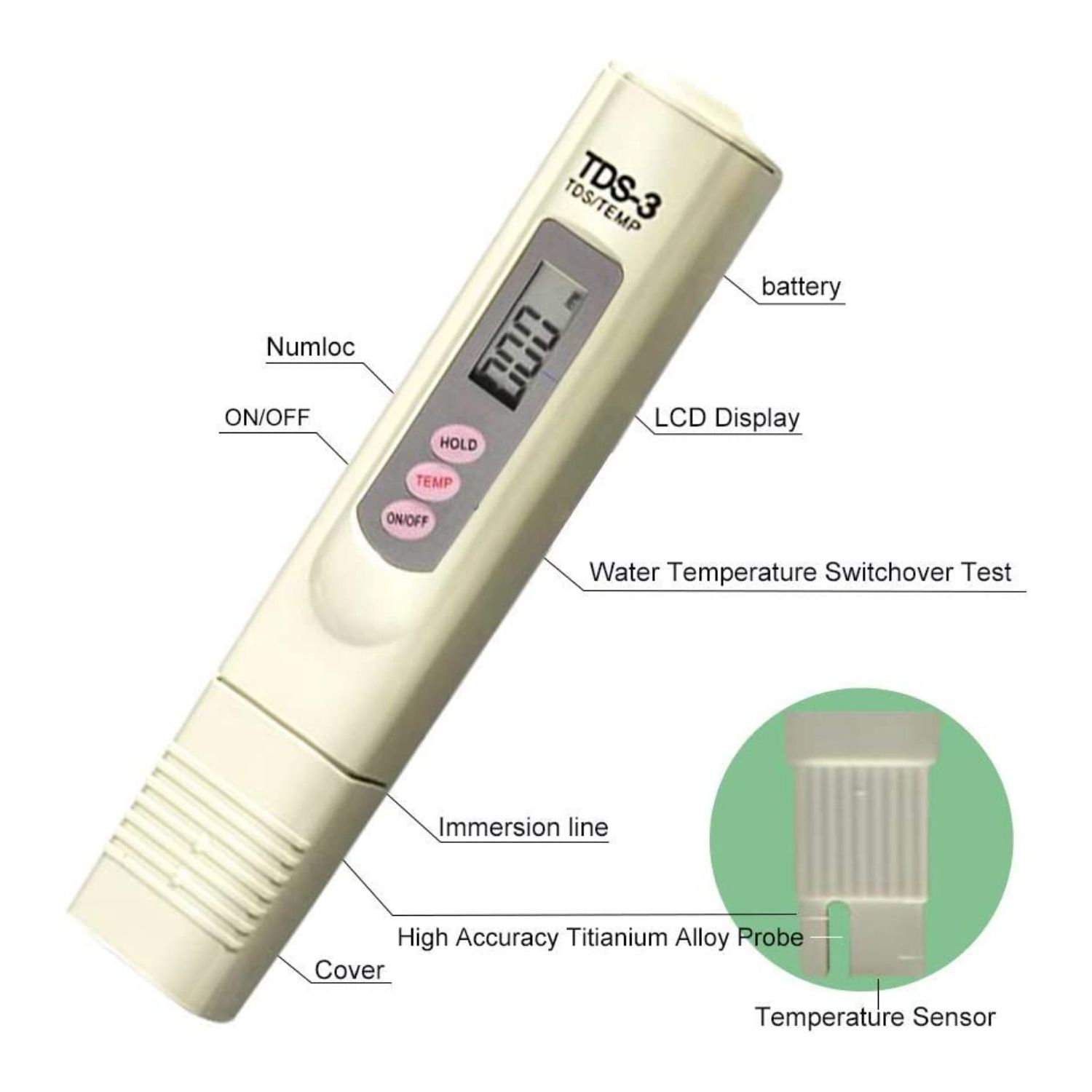 جهاز قياس الاملاح الرقمي ( TDS) + قياس درجه حراره الماء - الصورة 3